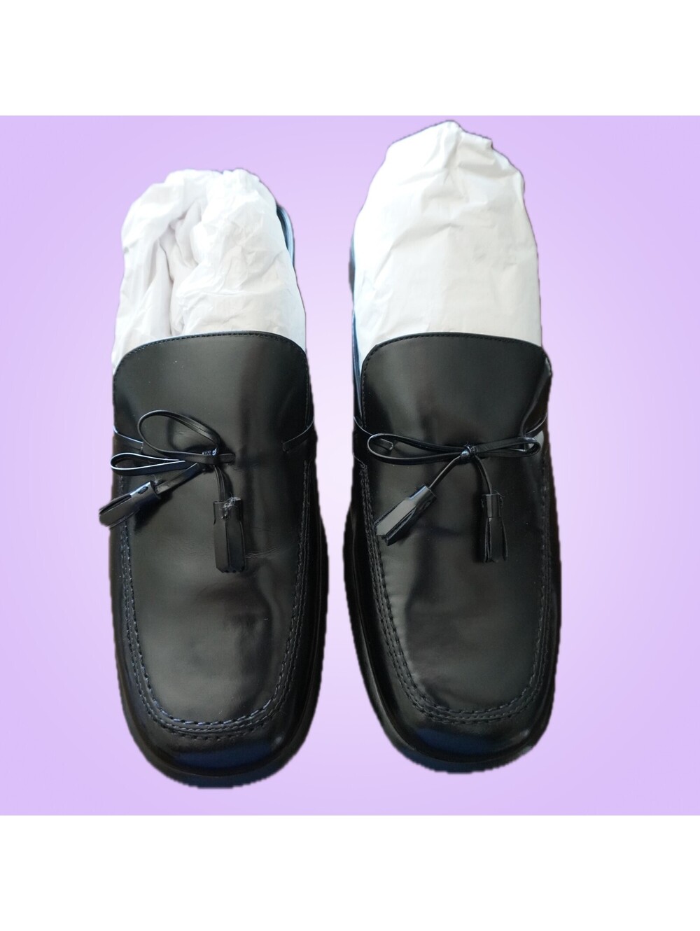 Vintage Lauren Ralph Lauren Black Leather Tassel Mule Loafers Women’s 10B